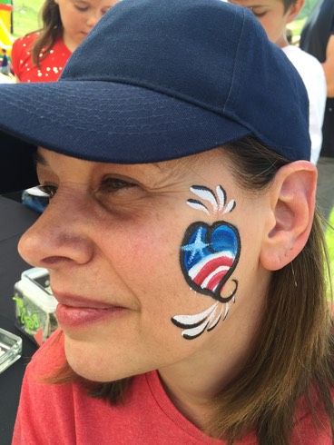 #4thofjuly #memorialday #snappyfacepainting #redwhiteblue #flag #heart #patriotic #facepaint #facepainting #quick #easy #fast